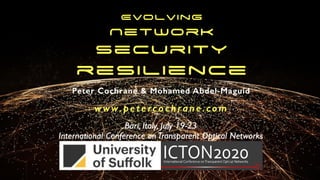 Evolving
Network
Security
resilience
Peter Cochrane & Mohamed Abdel-Maguid
www.petercochrane.com
 