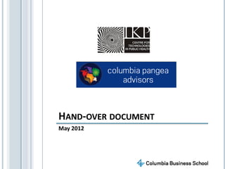 HAND-OVER DOCUMENT
May 2012
 