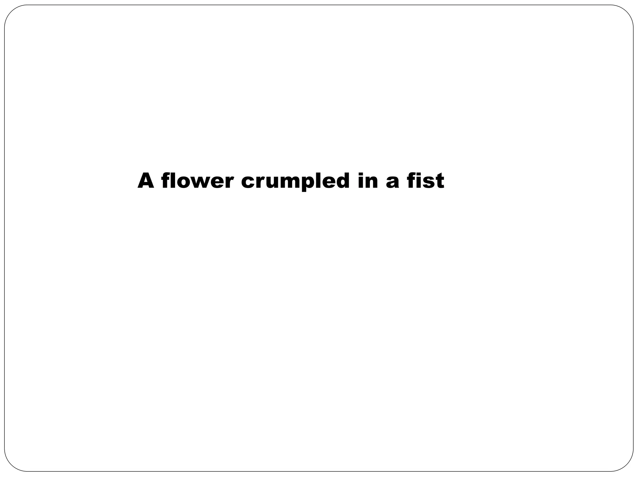 A flower crumpled in a fist 
 