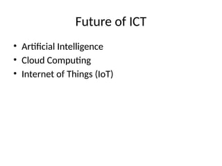 Comprehensive Overview of Information and Communication Technology (ICT ...