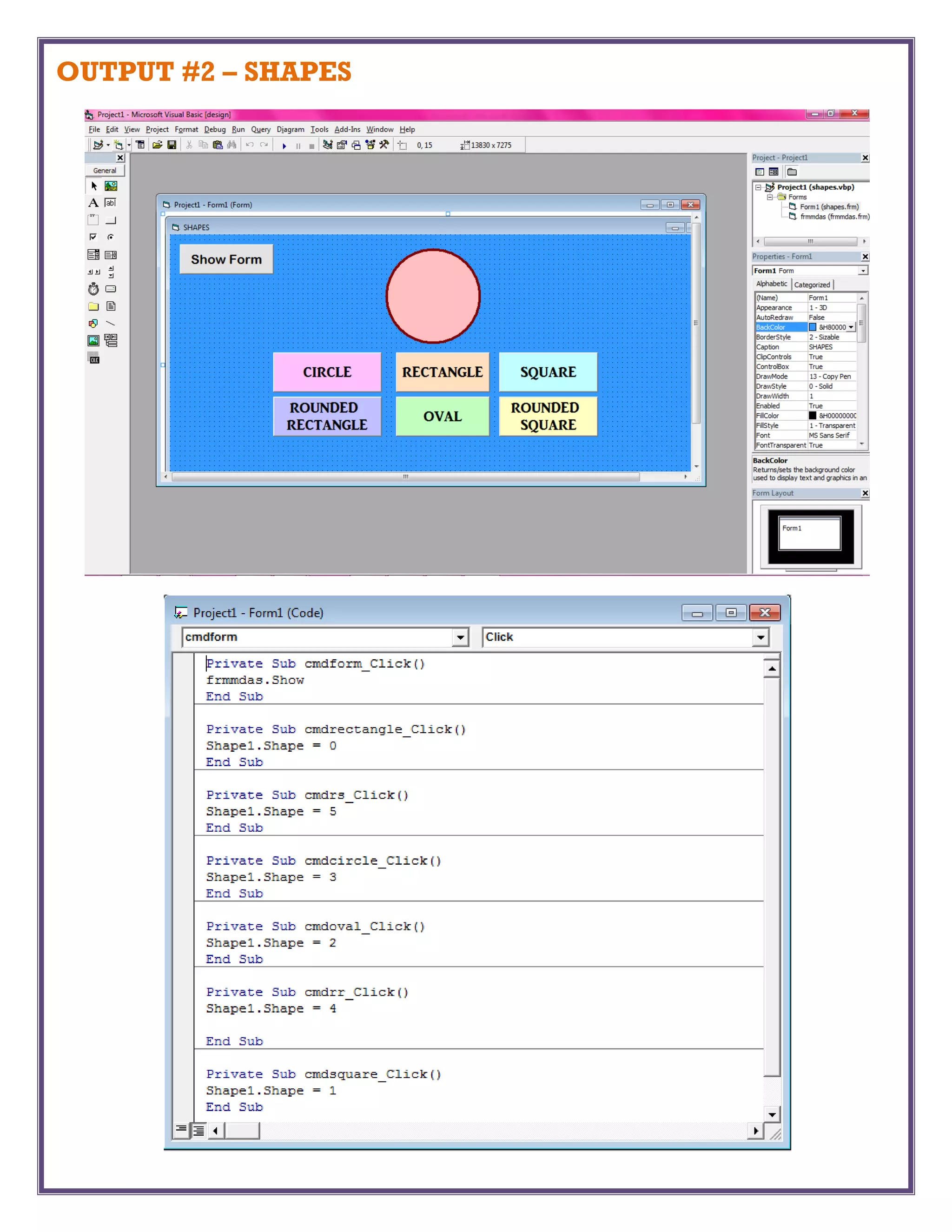 OUTPUT #2 – SHAPES
 