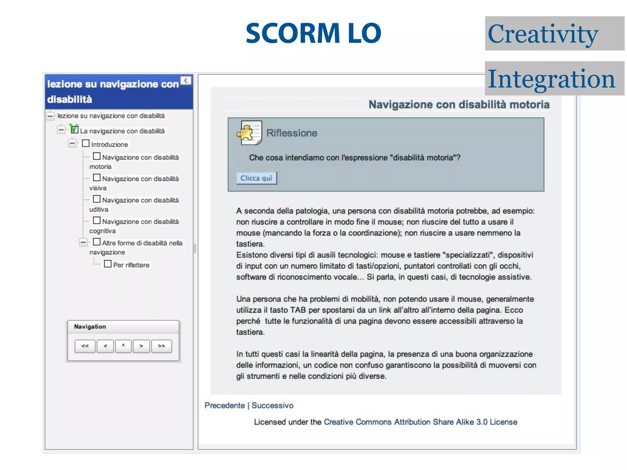 SCORM LO   Creativity
           Integration
 