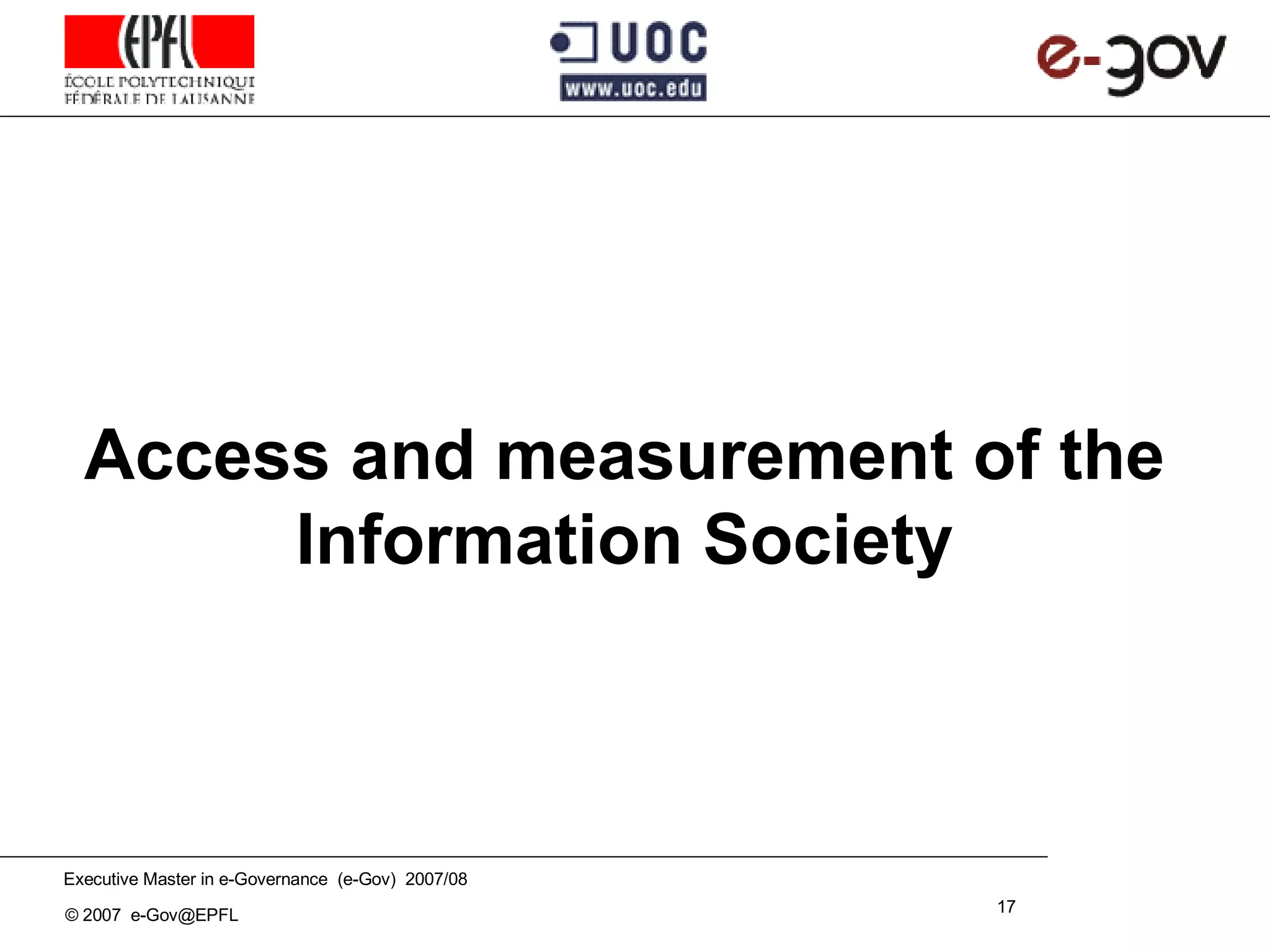 Access and measurement of the Information Society 