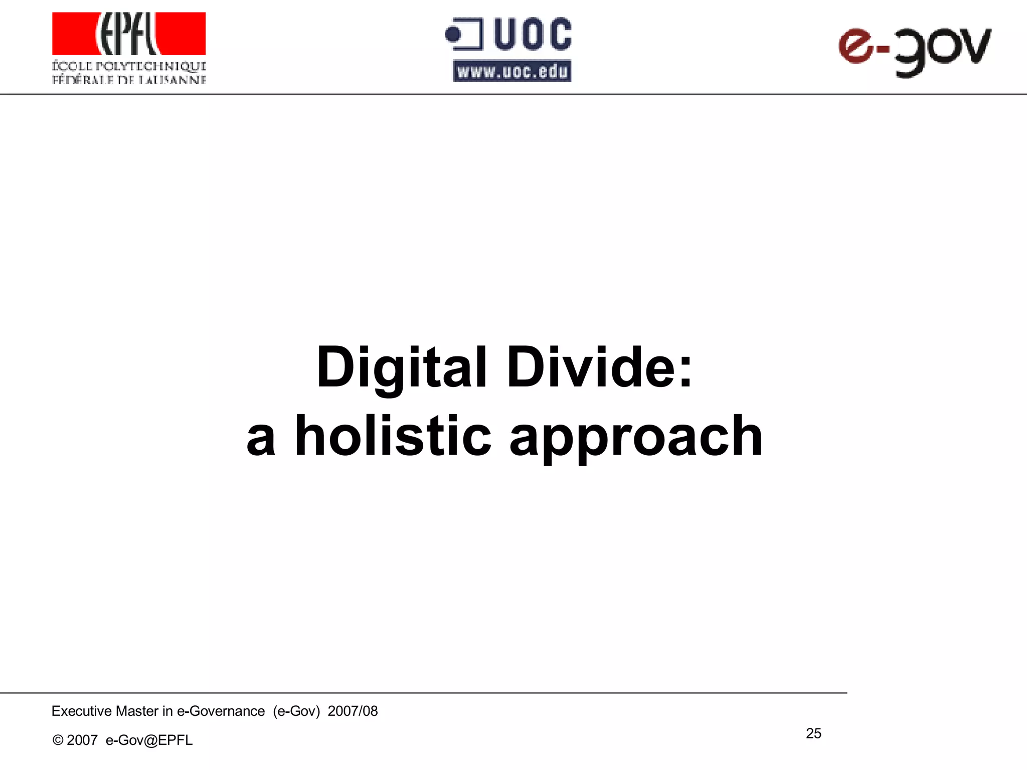 Digital Divide: a holistic approach 
