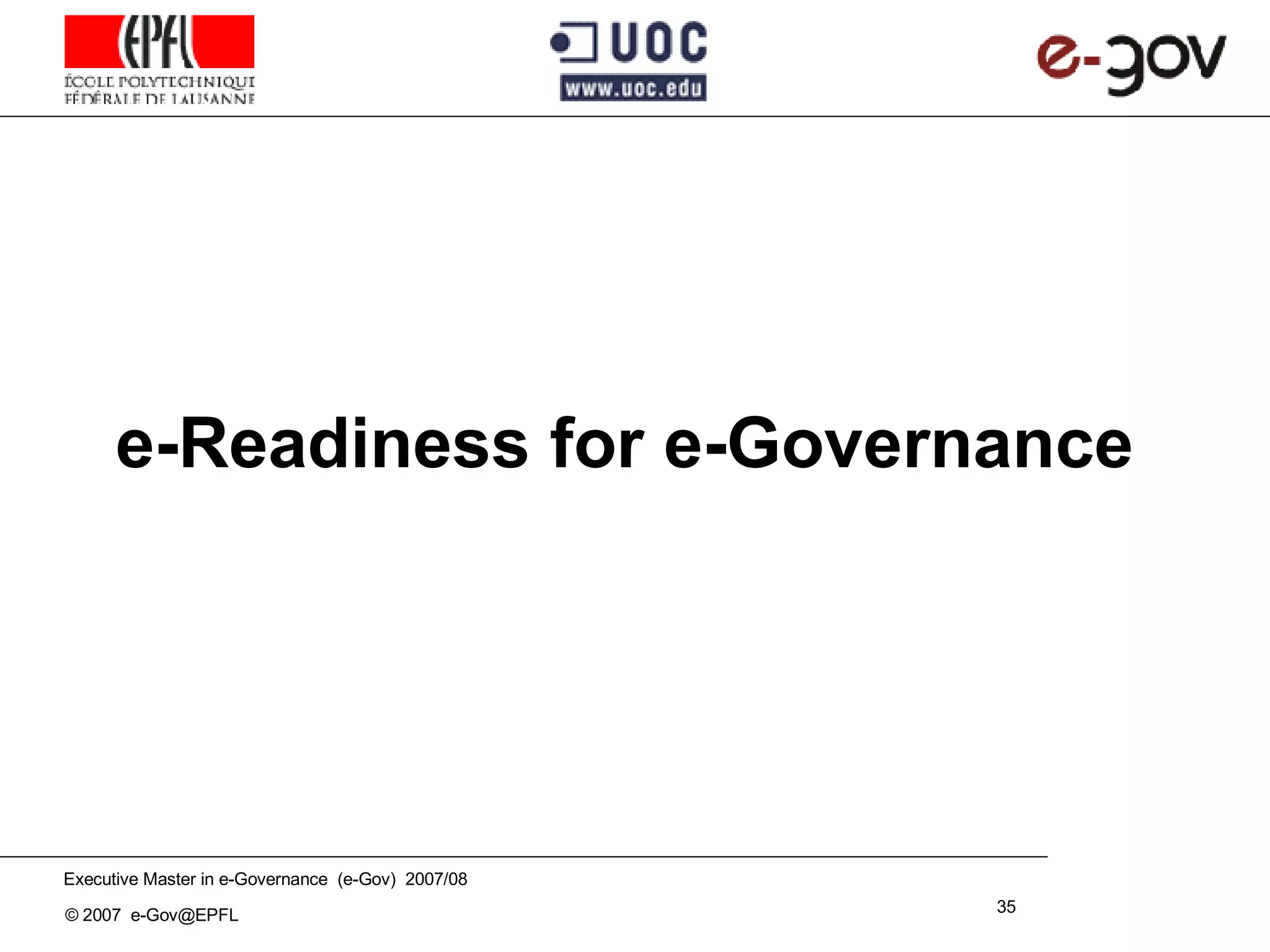 e-Readiness for e-Governance 