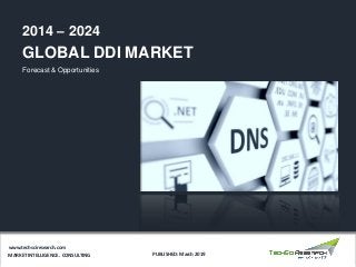 GLOBAL DDI MARKET
2014 – 2024
MARKET INTELLIGENCE . CONSULTING
www.techsciresearch.com
PUBLISHED: March 2019
Forecast & Opportunities
 