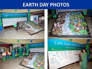 STRATEGIES PROPOSEDEarth HourOrganize pulse of activities from ‘Earth Hour’ to ‘Earth Day’.We will celebrate ‘Earth Hour’ (27 March 2010) and ‘Earth Day’ (22 April 2010) in a big way, to raise awareness about what can an individual person do to save earth. We will organize activities in the school between these two dates. The program was named ‘An Hour and A Day’.Earth Day