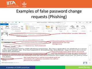 www.iita.orgA member of CGIAR consortium
Examples of false password change
requests (Phishing)
 