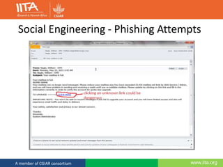 www.iita.orgA member of CGIAR consortium
Social Engineering - Phishing Attempts
 