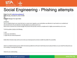 www.iita.orgA member of CGIAR consortium
Social Engineering - Phishing attempts
 
