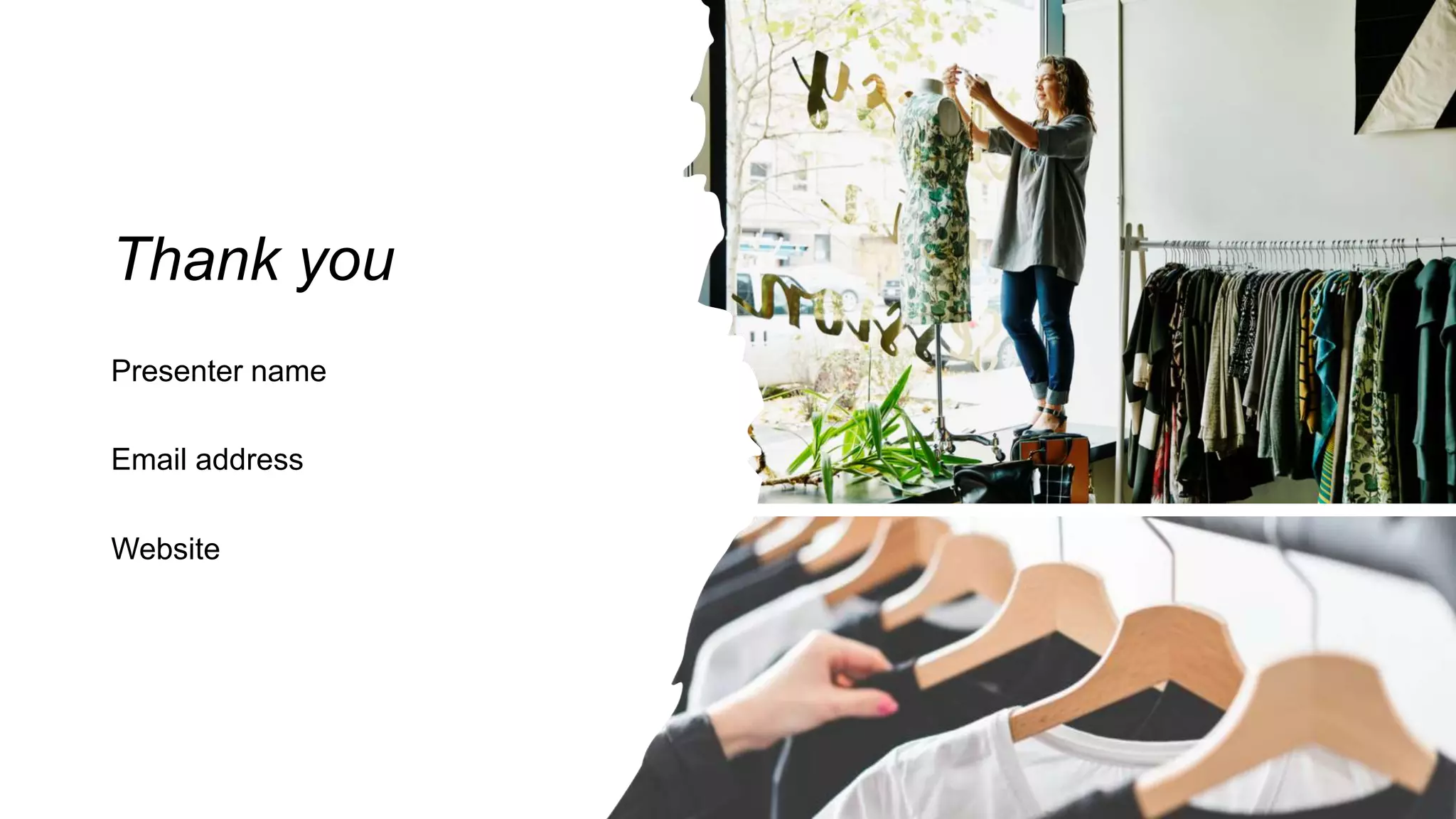 Thank you
Presenter name
Email address
Website
 