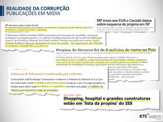 REALIDADE DA CORRUPÇÃO
PUBLICAÇÕES EM MÍDIA
 