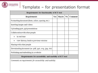 Template – for presentation format
 