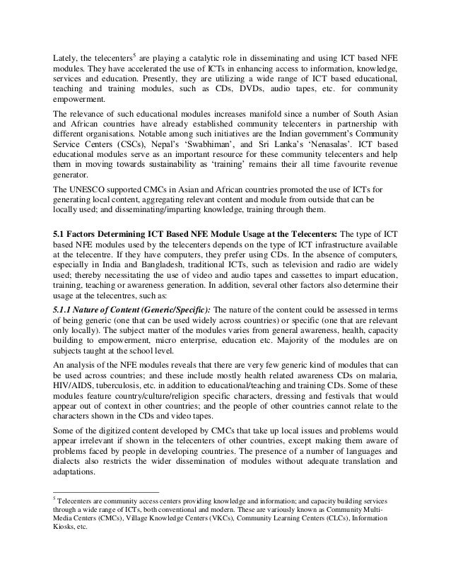 Ict Based Non Formal Educational Modules Nature Usage And Impact