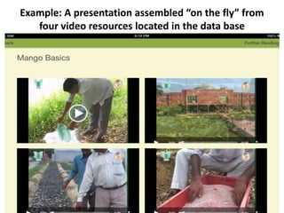 Example: A presentation assembled “on the fly” from
four video resources located in the data base
 