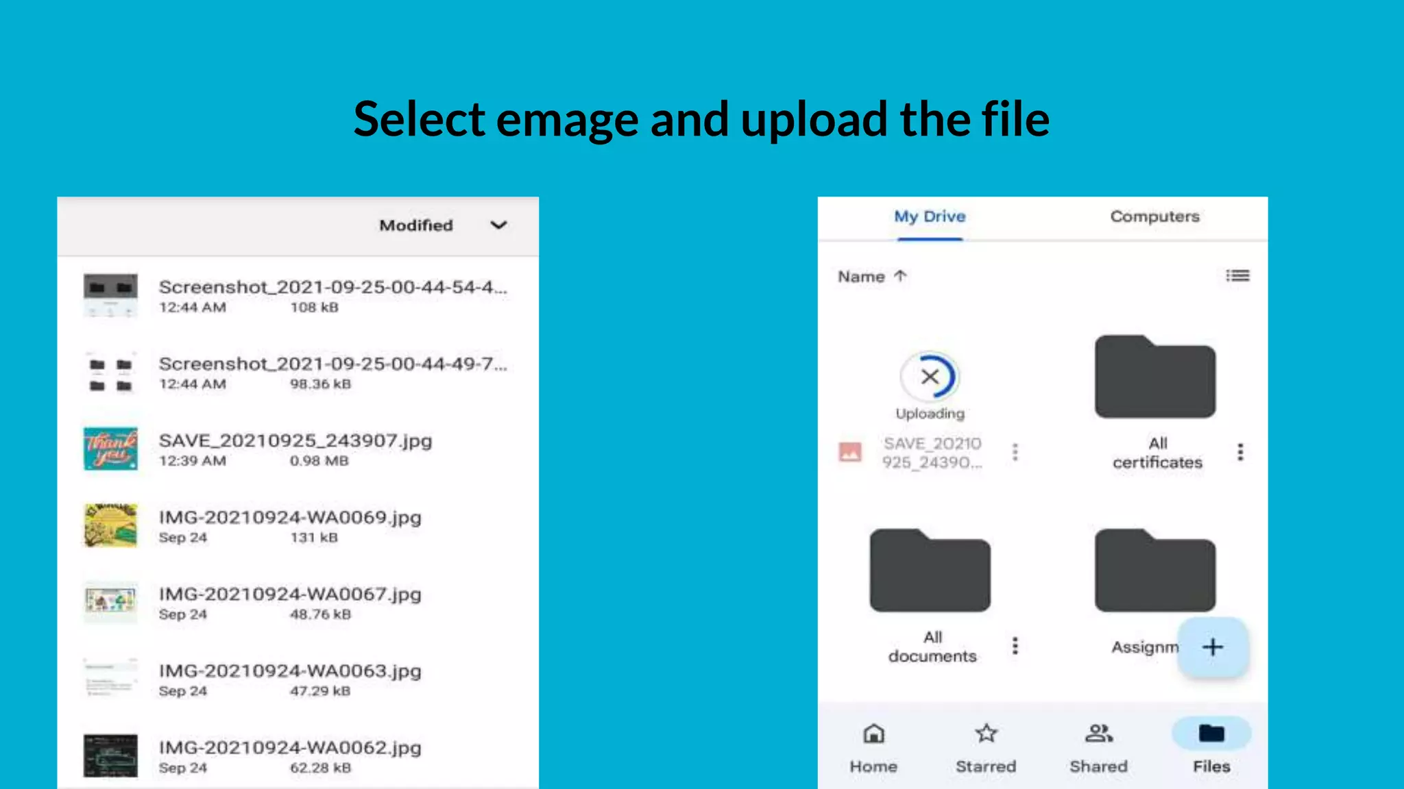 Select emage and upload the file