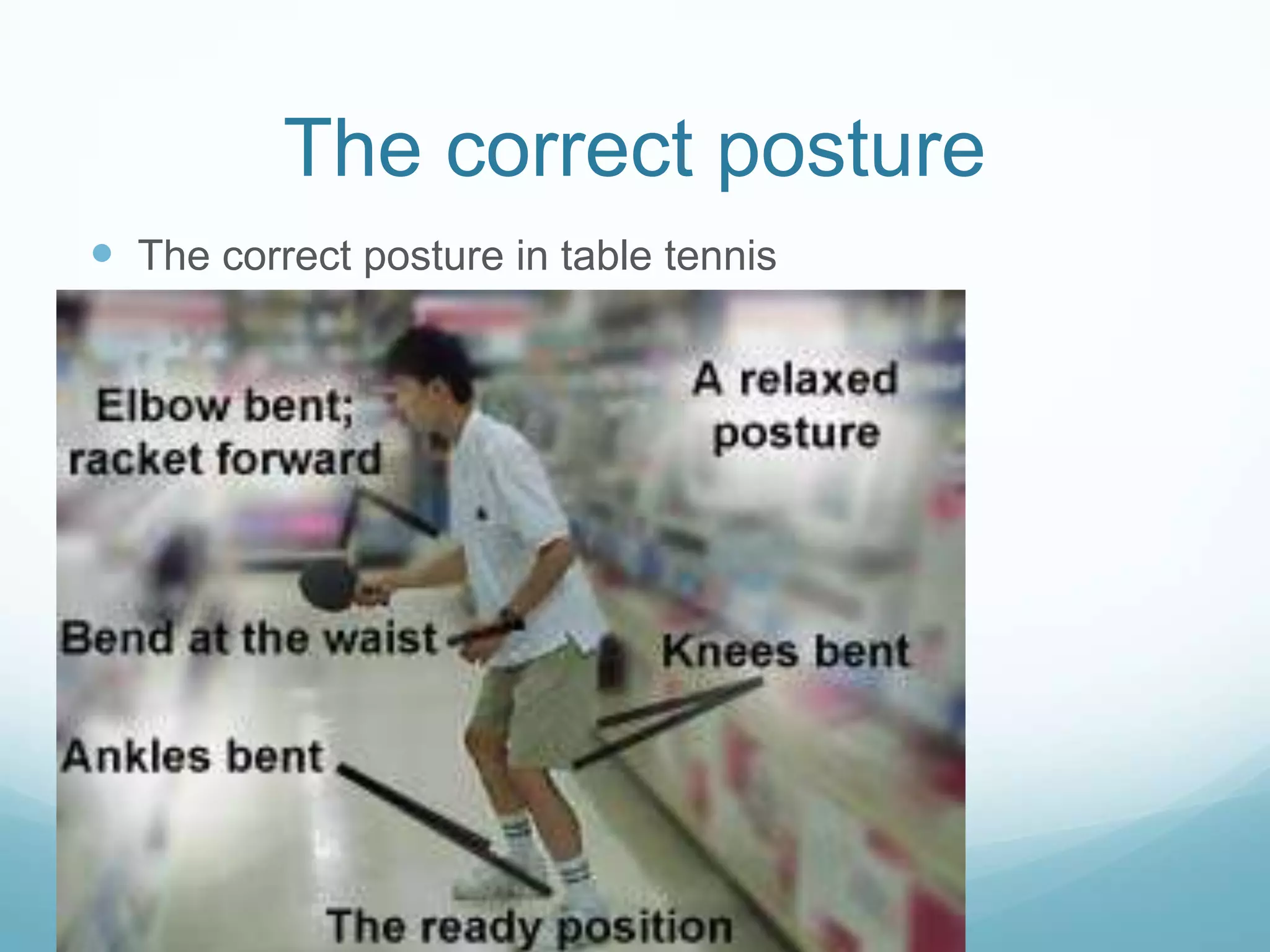 The correct posture
The correct posture in table tennis