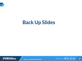 CONNECT WITH US:
Back Up Slides
Public | Copyright © 2014 Prolifics 27
 