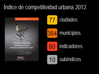 Índice de competitividad urbana 2012

                        ciudades

                        municipios

                        indicadores

                        subíndices
 