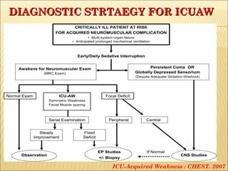 DDIIAAGGNNOOSSTTIICC SSTTRRTTAAEEGGYY FFOORR IICCUUAAWW 
ICU-Acquired Weakness : CHEST. 2007 
 