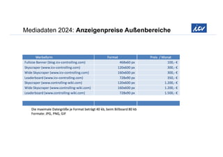 Mediadaten 2024: Anzeigenpreise Außenbereiche
 