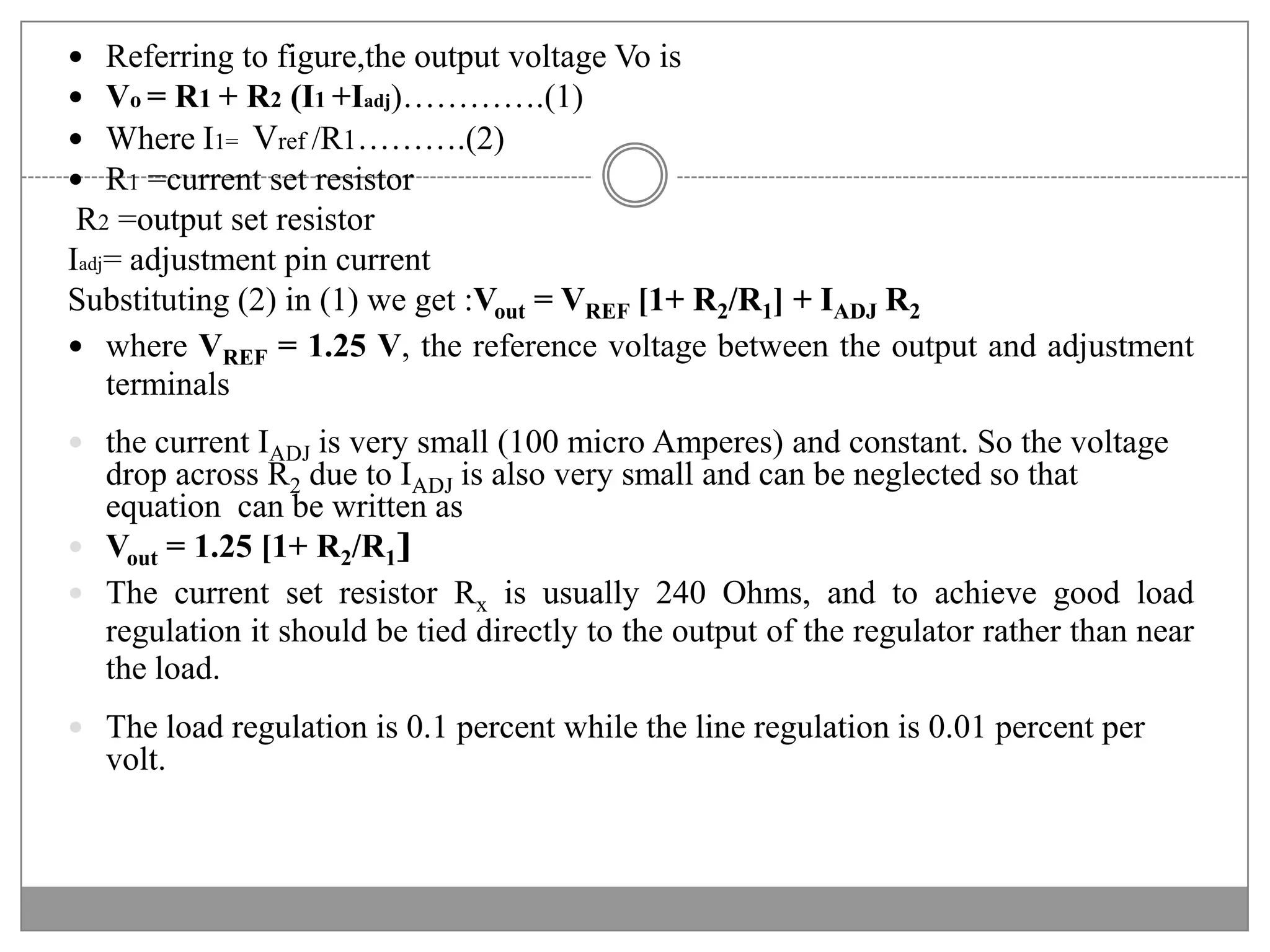 Temperature stability or average temperature coefficient of output voltage(TCVO): defined as the change inoutput voltage per unit change intemperature and expressed in millivolts per degree celsius.
