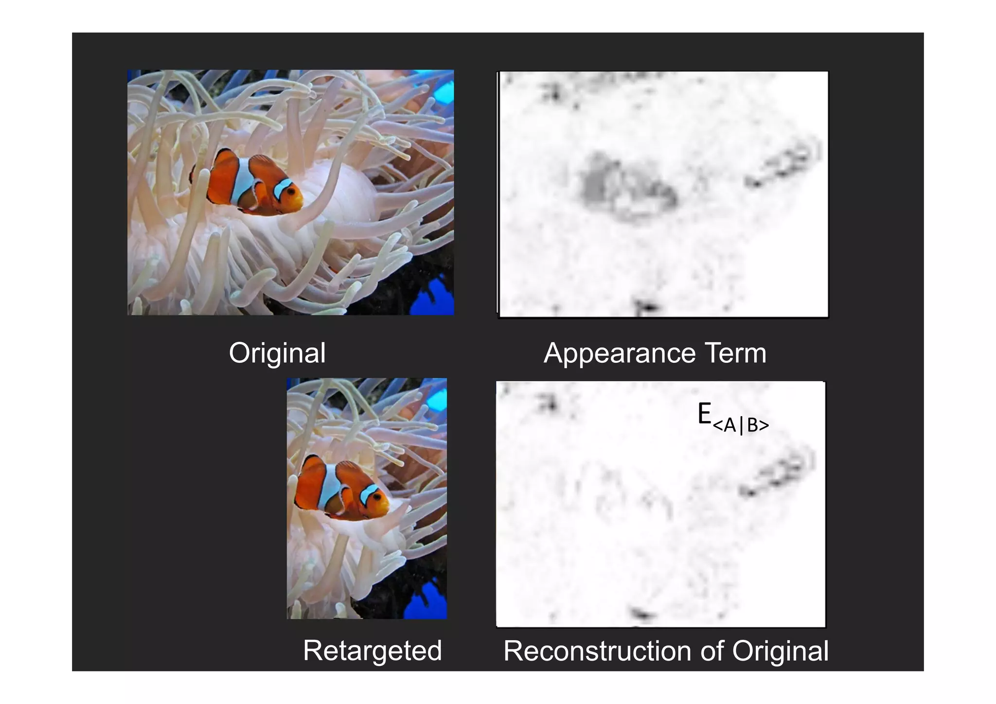 Original              Appearance Term
                                  EA|B
                                  EA|B




      Retargeted   Reconstruction of Original
 