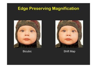 Edge Preserving Magnification




  Bicubic            Shift Map
 