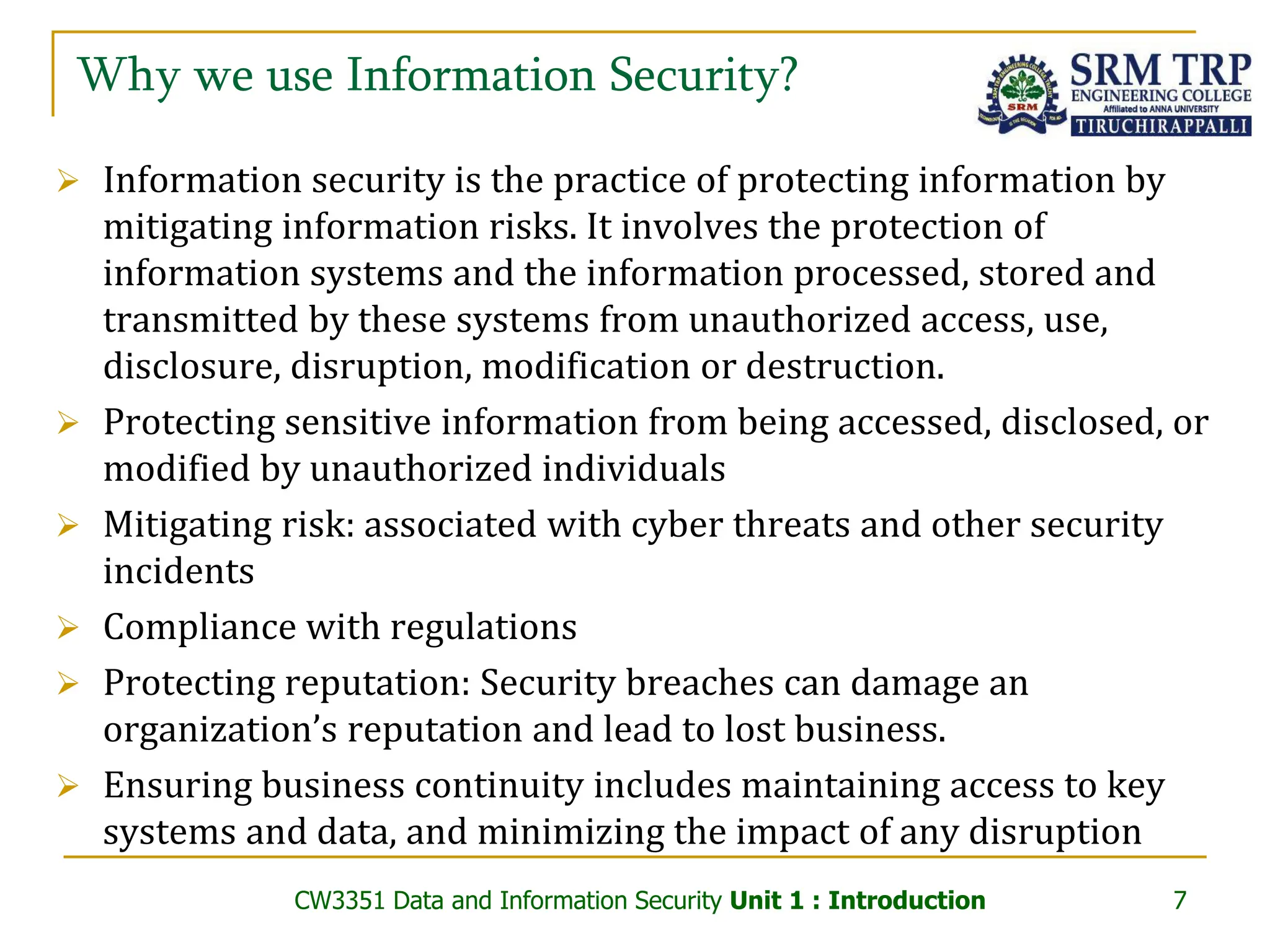 CW3351 Data and Information Security- Unit 1 Introduction.pdf