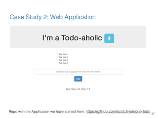67
Case Study 2: Web Application
https://github.com/scotch-io/node-todoRepo with the Application we have started from:
 