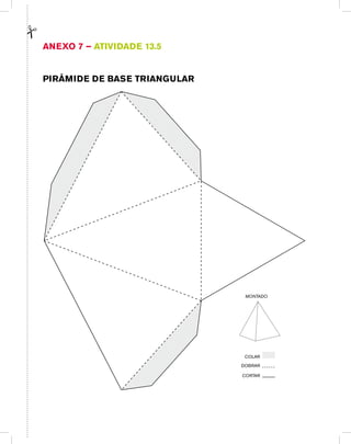 Anexo 7 – Atividade 13.5
Pirâmide de base TRIANGULAR
CORTAR
DOBRAR
COLAR
MONTADO
 