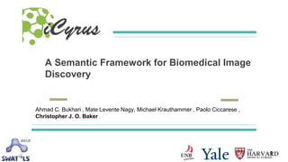 A Semantic Framework for Biomedical Image
Discovery
Ahmad C. Bukhari , Mate Levente Nagy, Michael Krauthammer , Paolo Ciccarese ,
Christopher J. O. Baker
1
 