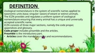 iczn(International Code of Zoological Nomenclature) | PPTX