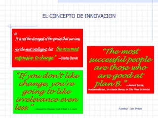 EL CONCEPTO DE INNOVACION Fuente> Tom Peters 