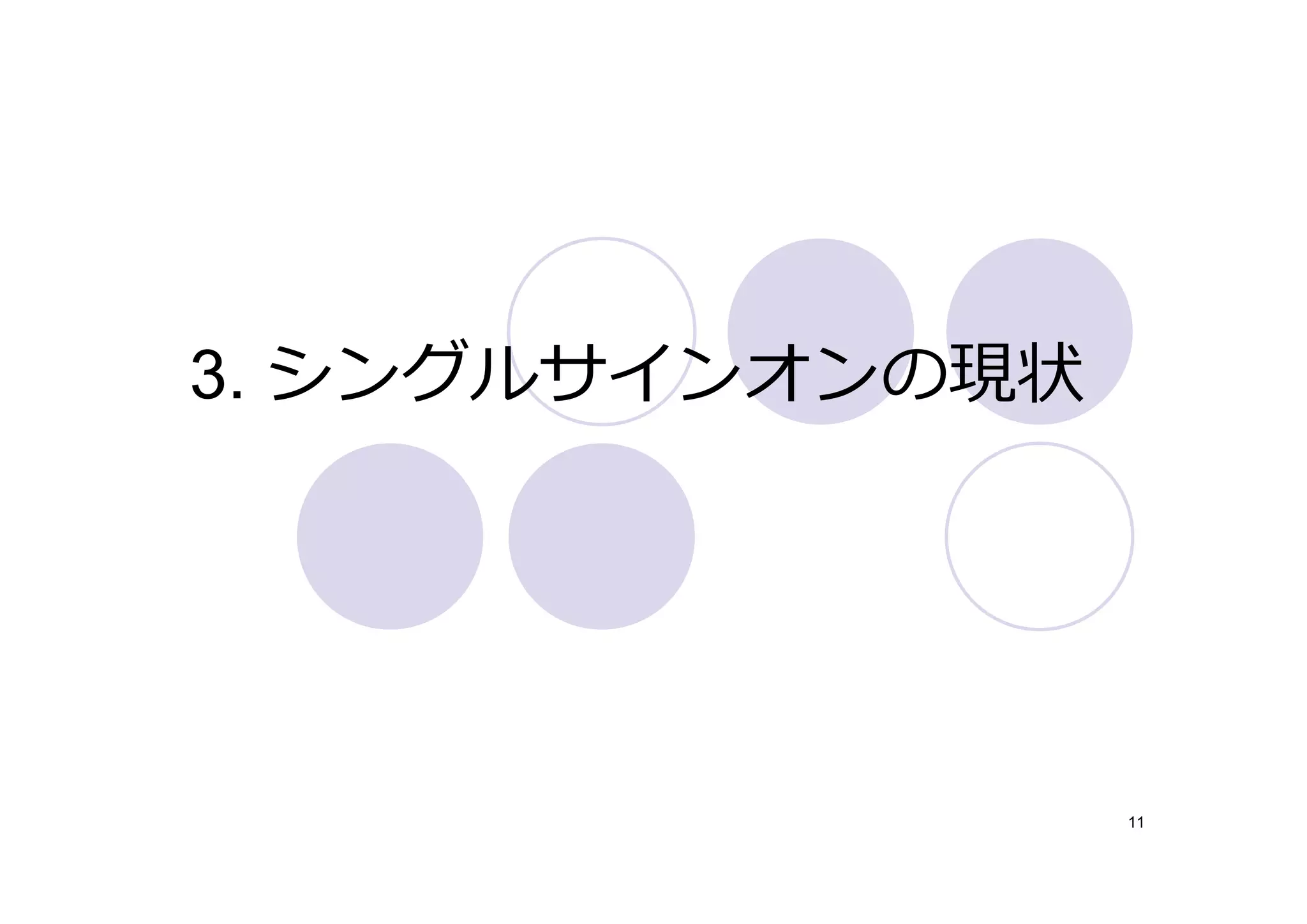 3. シングルサインオンの現状




                  11
 