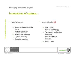 Managing Innovation Projects Verhaert | PDF