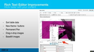 Rich Text Editor Improvements
Work faster with your content
Designs subject to change
- Sort table data
- New theme / buttons
- Permanent Pen
- Drag-n-drop images
- Base64 images
 