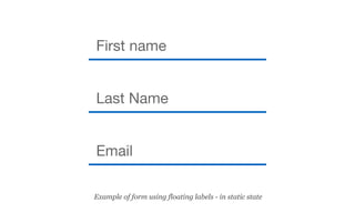 First name
Last Name
Email
Example of form using floating labels - in static state
 