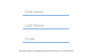First name
Last Name
Email
Example of form using floating labels showing low contrast labels
 