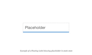 Placeholder
Example of a Floating Label showing placeholder in static state
 