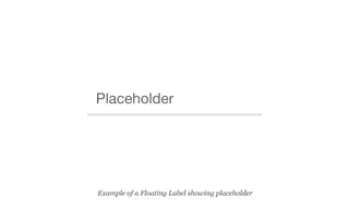 Placeholder
Example of a Floating Label showing placeholder
 