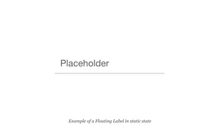 Placeholder
Example of a Floating Label in static state
 