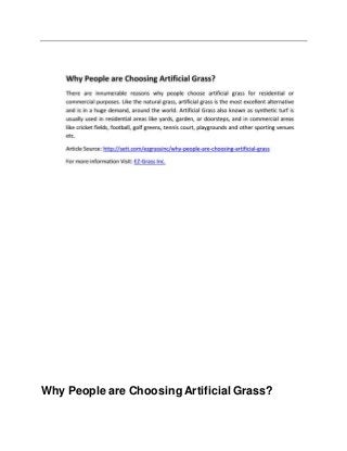 Why People are Choosing Artificial Grass? 
 