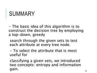 Inductive Decision Tree Algorithm | PPT