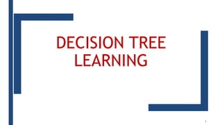 DECISION TREE
LEARNING
1
 