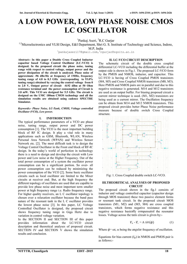 A LOW POWER, LOW PHASE NOISE CMOS LC OSCILLATOR PDF