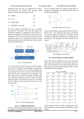 Layout and Design Analysis of Carry Look Ahead Adder using 90nm ...