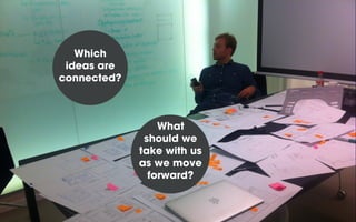 Which
ideas are
connected?
What
should we
take with us
as we move
forward?
 