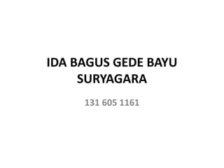 IDA BAGUS GEDE BAYU
SURYAGARA
131 605 1161
 