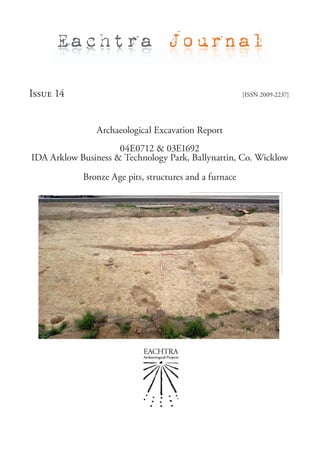 Eachtra Journal

Issue 14                                                [ISSN 2009-2237]




                Archaeological Excavation Report
                     04E0712 & 03E1692
IDA Arklow Business & Technology Park, Ballynattin, Co. Wicklow

            Bronze Age pits, structures and a furnace
 